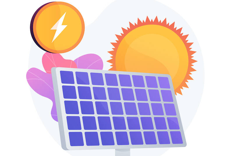 Solar energy technology. Alternative resources, green electricity, renewable energy. Solar batteries, innovative power generating equipment. Vector isolated concept metaphor illustration